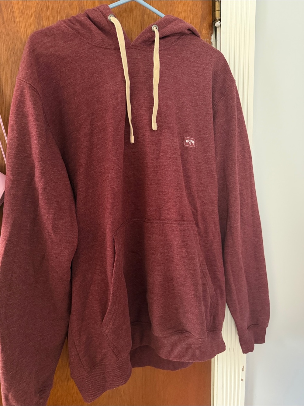 Billabong Men's Maroon Hoodie with Contrast Drawcords